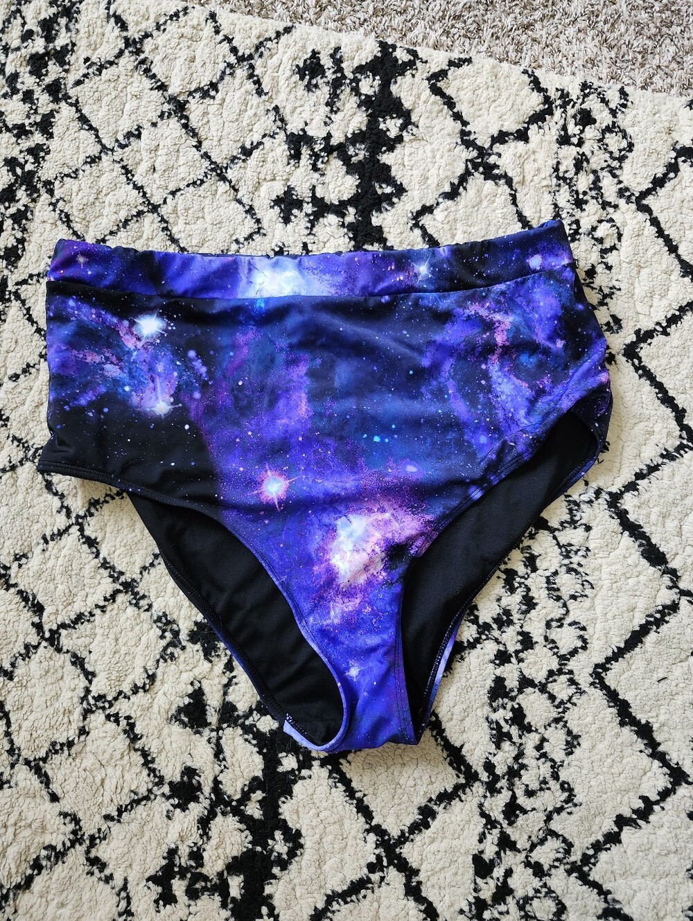 Midnight Hour High-Waist Galaxy Print Bikini Bottom - Purple/Blue